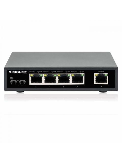 SWITCH INTELLINET GIGABIT ETHERNET 561839 5 PUERTOS POE 10-100-1000MBPS (4X POE+) 10 GBIT-S 2000 ENTRADAS - NO ADMINISTRABLE