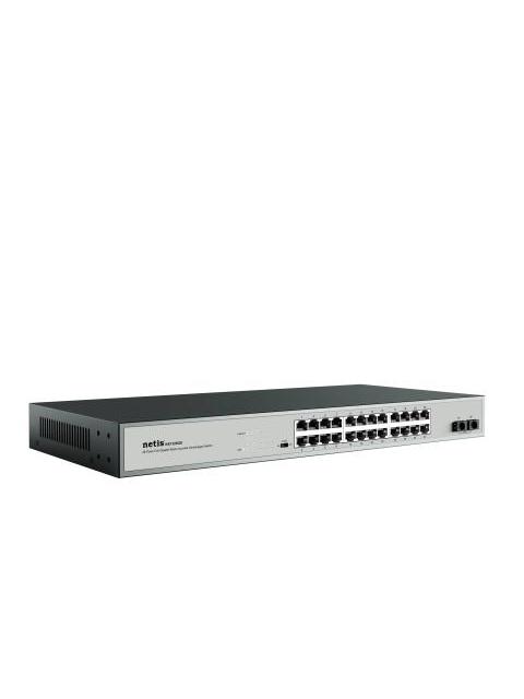 SWITCH NETIS MODELO ST3126GS 26 PUERTOS GIGABIT ETHERNET SWITCH + 2 PUERTOS SFP GIGABIT MONTABLE EN RACK NO ADMINISTRABLE