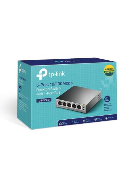 SWITCH TP-LINK FAST ETHERNET TL-SF1005P 5 PUERTOS 10-100MBPS (4X POE) 1 GBIT-S 2000 ENTRADAS - NO ADMINISTRABLE
