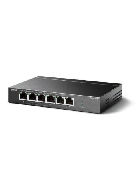 SWITCH TP-LINK FAST ETHERNET TL-SF1006P 6 PUERTOS 10-100MBPS 1.2 GBIT-S 2.000 ENTRADAS - NO ADMINISTRABLE