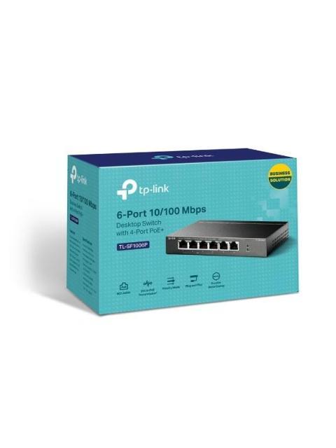 SWITCH TP-LINK FAST ETHERNET TL-SF1006P 6 PUERTOS 10-100MBPS 1.2 GBIT-S 2.000 ENTRADAS - NO ADMINISTRABLE