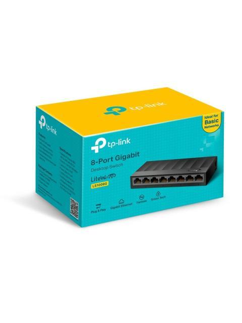 SWITCH TP-LINK GIGABIT ETHERNET LS1008G 8 PUERTOS 10-100-1000MBPS 16 GBIT-S 4000 ENTRADAS - NO ADMINISTRABLE