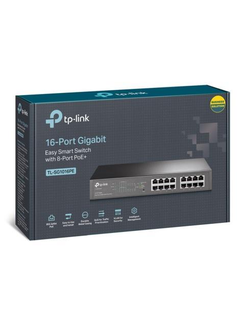 SWITCH TP-LINK GIGABIT ETHERNET TL-SG1016PE 16 PUERTOS 10-100-1000 MBPS 32 GBIT-S 8000 ENTRADAS - ADMINISTRABLE