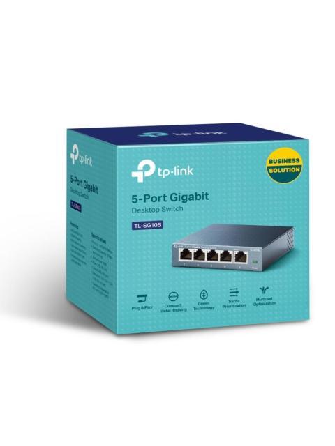 SWITCH TP-LINK GIGABIT ETHERNET TL-SG105 10-100-1000MBPS 5 PUERTOS - NO ADMINISTRABLE
