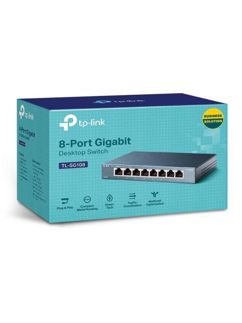SWITCH TP-LINK GIGABIT ETHERNET TL-SG108 10-100-1000MBPS 8 PUERTOS - NO ADMINISTRABLE