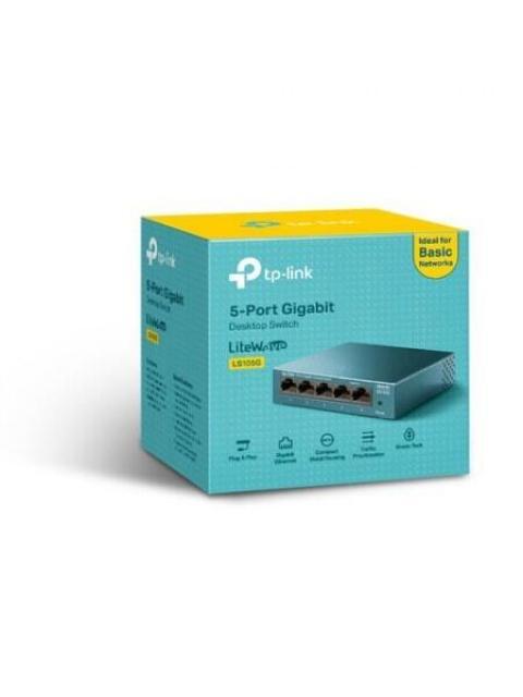 SWITCH TP-LINK GIGABIT ETHERNET LS105G 5 PUERTOS 10-100-1000MBPS 7.4 MPPS 2000 ENTRADAS - NO ADMINISTRABLE