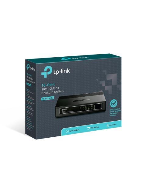 SWITCH TP-LINK TL-SF1016D 10-100MBPS 3.2GBIT-S 16 PUERTOS 1000 ENTRADAS NO ADMINISTRABLE