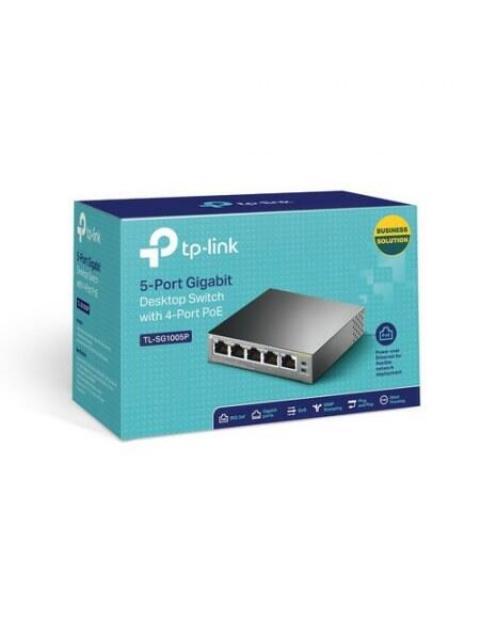 SWITCH TP-LINK GIGABIT ETHERNET TL-SG1005P 5 PUERTOS 10-100-1000 (4X POE) 10GBIT-S 2000 ENTRADAS - NO ADMINISTRABLE