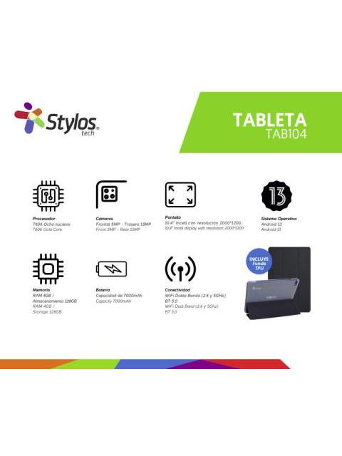 TABLET STYLOS STTA1041B 10.4 128GB ANDROID 13 GRIS