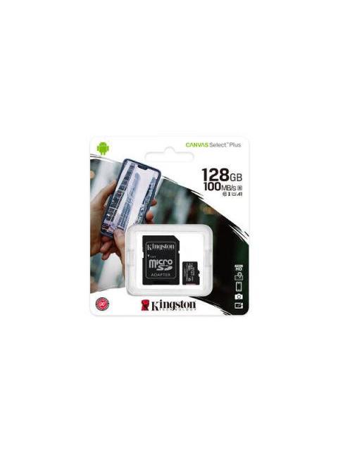 MEMORIA FLASH KINGSTON CANVAS SELECT PLUS 128GB MICROSDXC UHS-I CLASE 10 CON ADAPTADOR