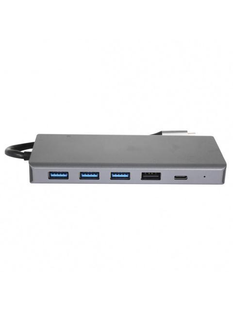 TECHZONE DOCKING STATION SILVERY HUB1 4X USB 2X HDMI 1X VGA 1X RJ-45 1X 3.5MM 2X USB-C 1X SD 1X MICROSD GRIS