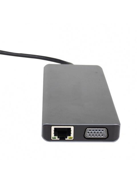 TECHZONE DOCKING STATION SILVERY HUB1 4X USB 2X HDMI 1X VGA 1X RJ-45 1X 3.5MM 2X USB-C 1X SD 1X MICROSD GRIS