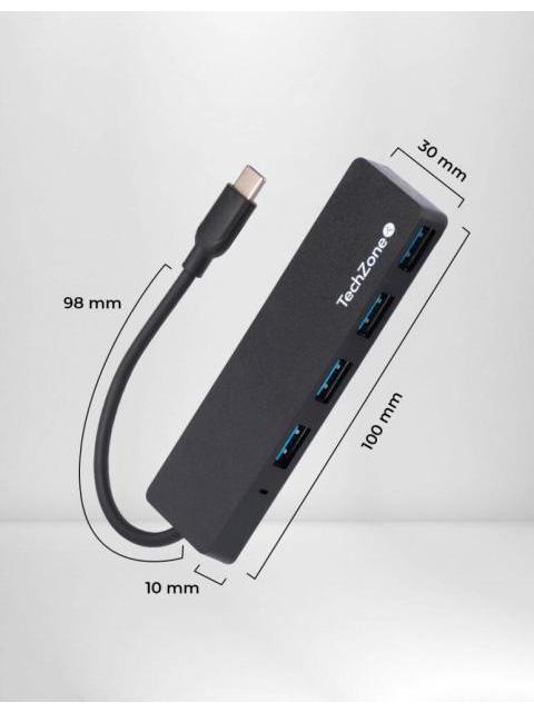 TECHZONE HUB USB-C 3.2 MACHO - 4X USB-A 3.2 500 MBIT-S NEGRO