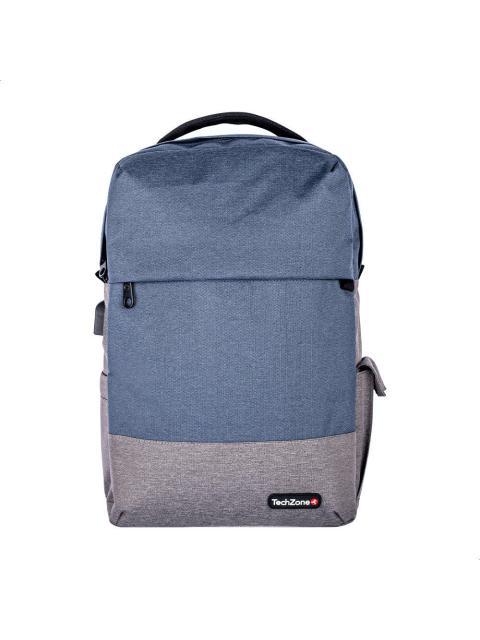 TECHZONE MOCHILA DE NYLON-POLIESTER TZ21LBP07 PARA LAPTOP 15.6 AZUL OSCURO-GRIS