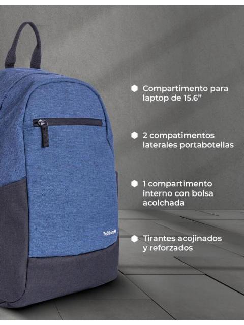 TECHZONE MOCHILA DE POLIESTER EASY LITE BLUE PARA LAPTOP 15.6 AZUL