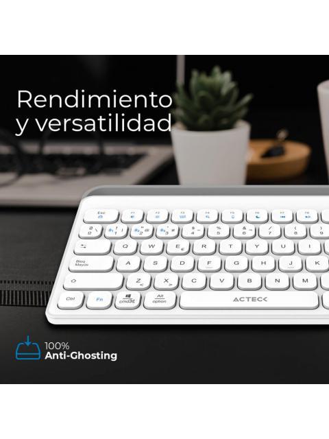 TECLADO ACTECK INSPIRE TREK TI737 65% INALAMBRICO RF INALAMBRICO-BLUETOOTH BLANCO ESPANOL