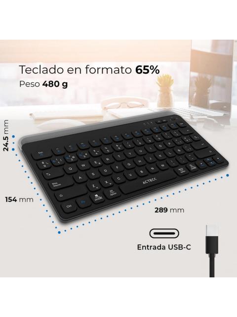 TECLADO ACTECK INSPIRE TREK TI737 65% INALAMBRICO RF INALAMBRICO-BLUETOOTH NEGRO ESPANOL