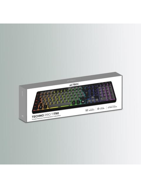 TECLADO ACTECK TECHNO PRO TI790 LED RGB TECLADO MECANICO CLICKY PURPLE INALAMBRICO RF INALAMBRICO-BLUETOOTH NEGRO ESPANOL