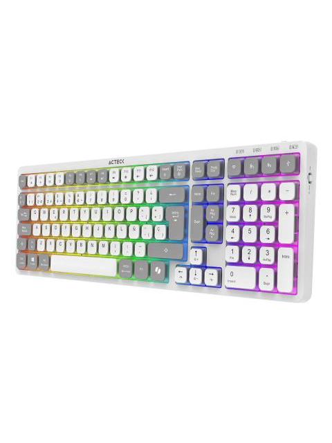TECLADO ACTECK TECHNO PRO TI790 LED RGB TECLADO MECANICO OPTICO INALAMBRICO RF INALAMBRICO-BLUETOOTH BLANCO ESPANOL