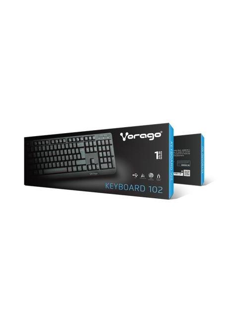 TECLADO ALAMBRICO VORAGO KB102 USB ALAMBRICO UNIVERSAL TECLAS FN MULTIMEDIA NEGRO.
