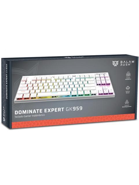 TECLADO GAMER BALAM RUSH DOMINATE EXPERT GK959 LED RGB TKL TECLADO MECANICO SWITCH BROWN INALAMBRICO RF INALAMBRICO-BLUETOOTH BLANCO ESPANOL
