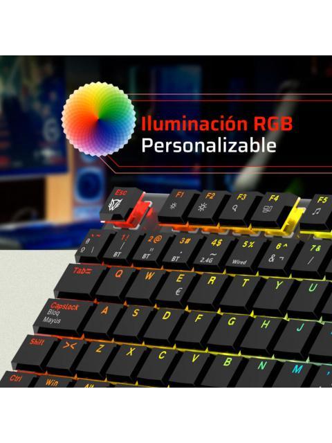 TECLADO GAMER BALAM RUSH DOMINATE EXPERT GK979I LED RGB TECLADO MECANICO OUTEMU RED INALAMBRICO RF INALAMBRICO-BLUETOOTH NEGRO ESPANOL