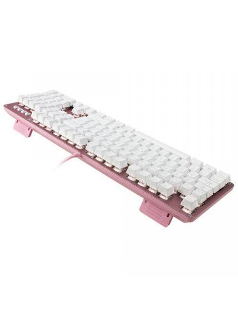 TECLADO GAMER GAME FACTOR KBG400 TECLADO MECANICO SWITCH KRED BLUE ALAMBRICO ROSA (ESPANOL)