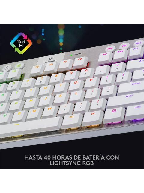 TECLADO GAMER LOGITECH G915 TKL RGB TECLADO MECANICO SWITCH GL TACTIL INALAMBRICO BLANCO (INGLES)