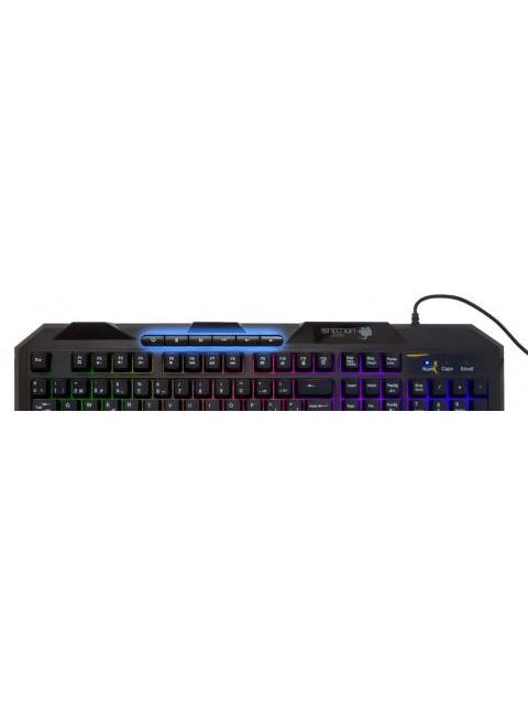 TECLADO GAMER NGKHYDRA 114 TECLAS RETROILUMINADO LED MULTICOLOR DISENO ERGONOMICO 6 BOTONES MULTIMEDIA NEGRO