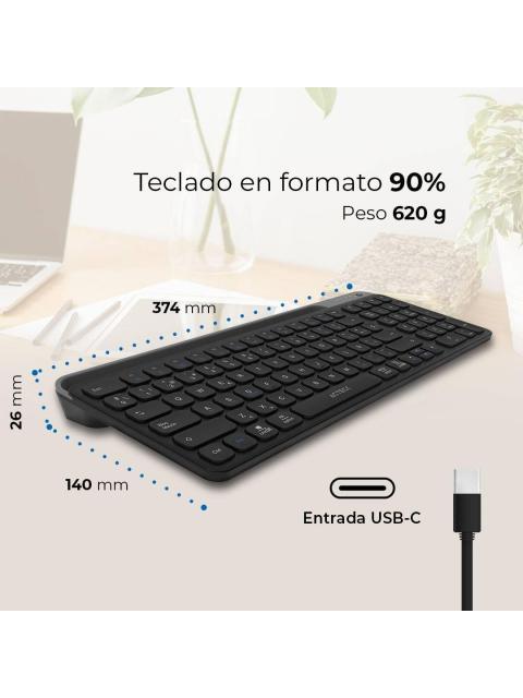 TECLADO INALAMBRICO MULTIDISPOSITIVOS INSPIRE TREK TI747 AC940108 ACTECK ELITE SERIES BLUETOOTH 5.1 DONGLE 2.4 MHZ