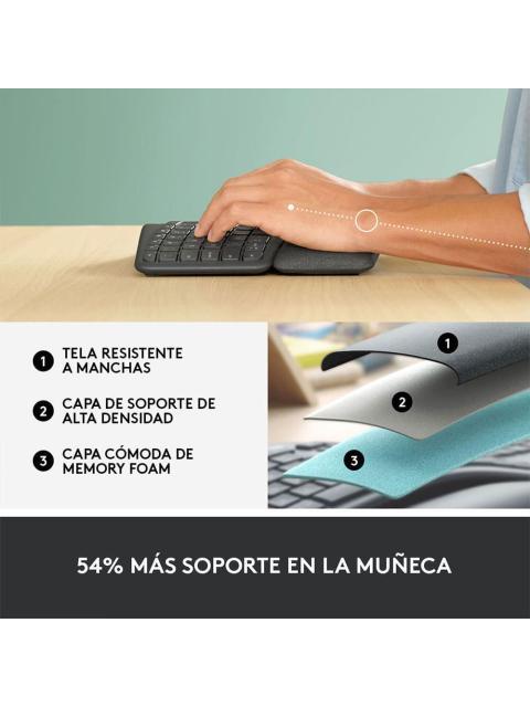 TECLADO LOGITECH ERGO K860 INALAMBRICO RF WIRELESS-BLUETOOTH NEGRO (ESPANOL)