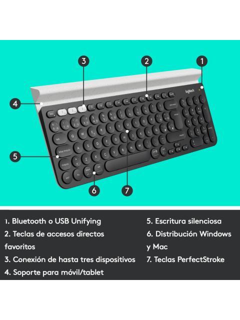 TECLADO LOGITECH K780 INALAMBRICO BLUETOOTH NEGRO (ESPANOL)
