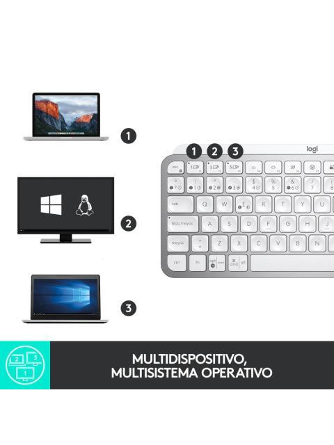 TECLADO LOGITECH MX KEYS MINI INALAMBRICO RF WIRELESS-BLUETOOTH BLANCO (ESPANOL)