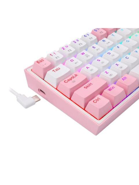 TECLADO MECANICO REDRAGON FIZZ PRO WHITE-PINK BLANCO Y ROSA