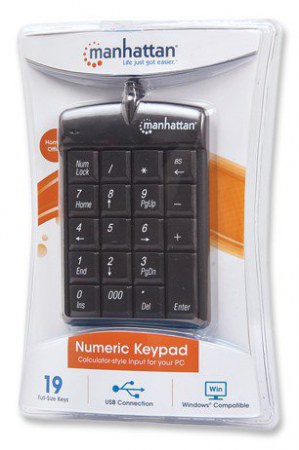 MANHATTAN TECLADO NUMERICO 176354 ALAMBRICO USB NEGRO