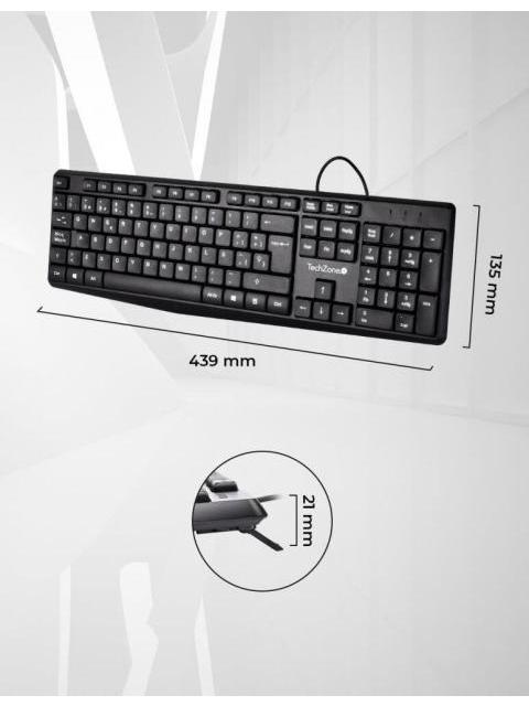 TECLADO TECHZONE GRIMLY ALAMBRICO USB NEGRO (ESPANOL)