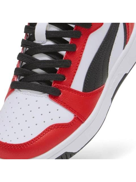 TENIS CASUAL REBOUND V6 MID JR BLANCO/NEGRO PUMA