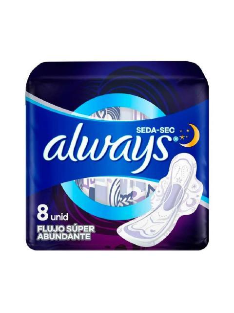TOALLAS HIGIENICAS ALWAYS SECA NOCHES TRANQUILAS 8 UNIDADES