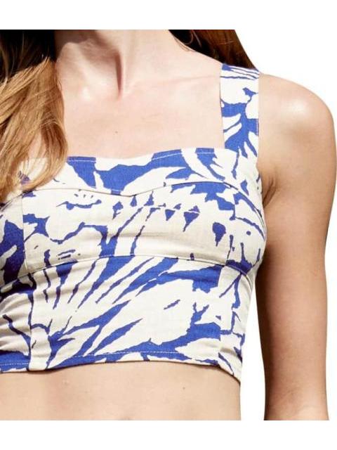 TOP CORTO DE LINO AZUL HOLLY LAND