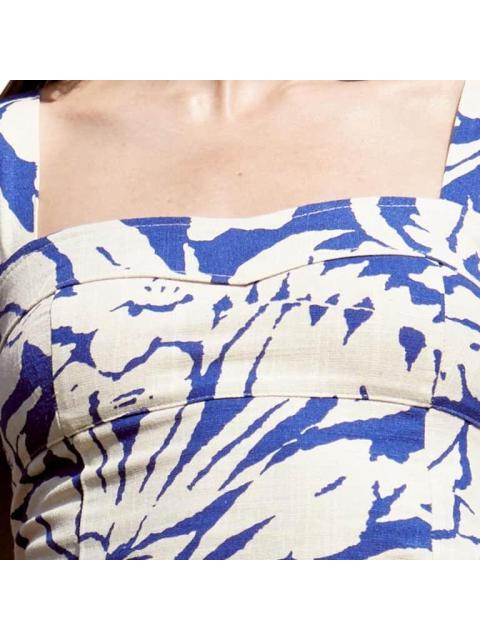 TOP CORTO DE LINO AZUL HOLLY LAND