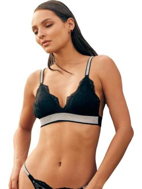 TOP BRALETTE CON BRILLOS NEGRO LOVE TO LOUNGE