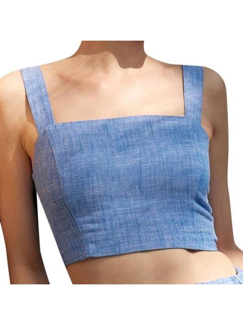 TOP DE LINO AZUL HOLLY LAND