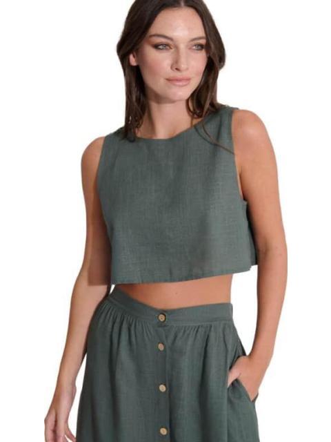 TOP DE LINO VERDE OLIVO HOLLY LAND