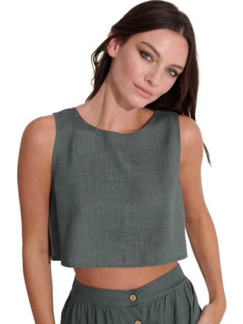 TOP DE LINO VERDE OLIVO HOLLY LAND