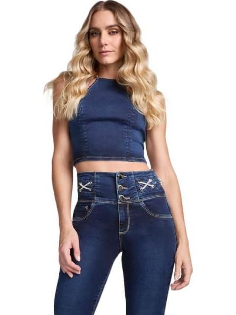 TOP DE MEZCLILLA ESCOTE HALTER GRIS SEVEN JEANS