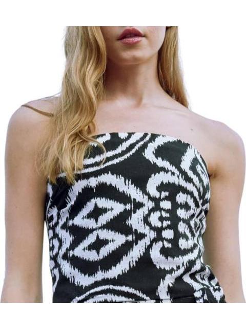 TOP STRAPLES DE LINO BLANCO/NEGRO HOLLY LAND