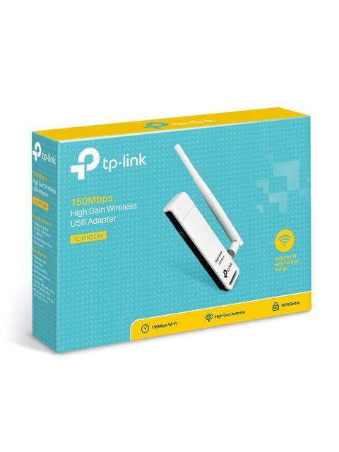 TP-LINK ADAPTADOR DE RED USB TL-WN722N INALAMBRICO 2.4 - 2.4835 GHZ CON ANTENA DE 4DBI