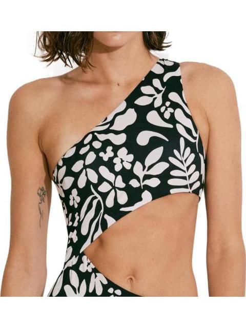 TRAJE DE BAÑO ASIMETICO ESTAMPADO BLANCO/NEGRO HOLLY LAND