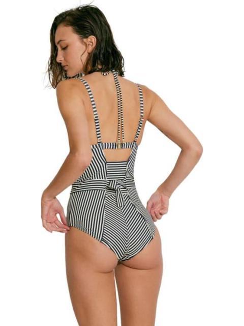 TRAJE DE BAÑO RAYADO CON CONTROL DE ABDOMEN AZUL MARINO HOLLY LAND