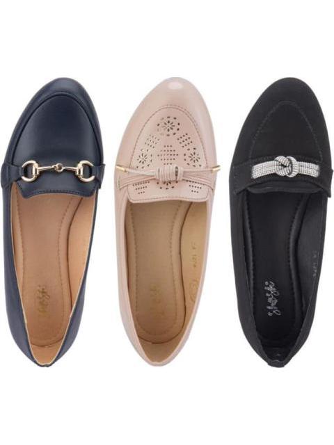 TRIPACK BALLERINAS CON ADORNO MULTICOLOR SHOSH